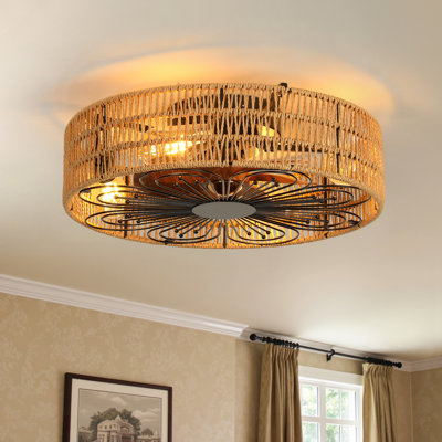 Ventilateur de plafond cage à 7 pales de 19,7 po avec luminaire et télécommande Arachne