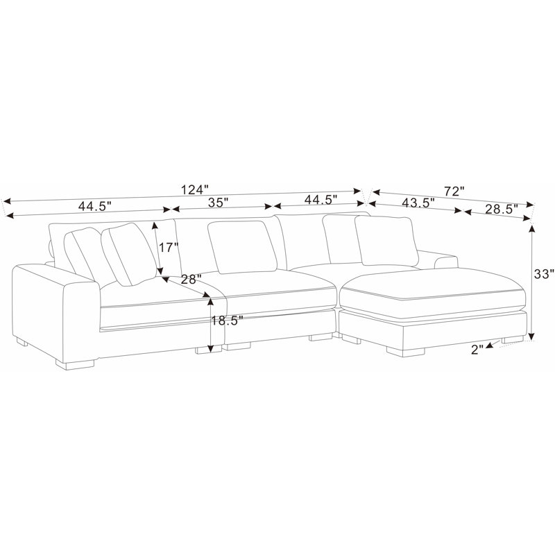 Beachcastle Modular Corduroy Sectional, Dark Gray Corduroy
