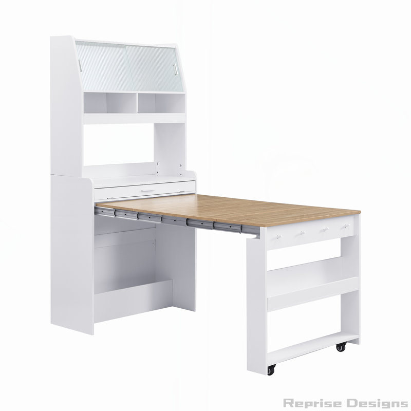 Versatile Buffet with Foldable Dining Table and Smart Storage Options, Natural