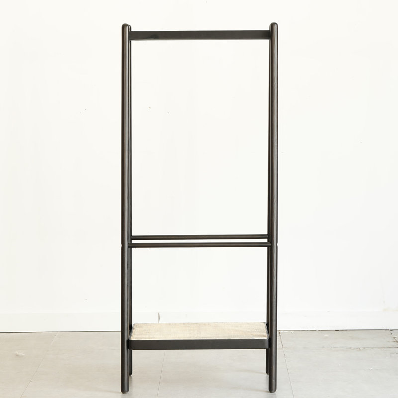 (Black) Solid Oak Wood Clothes Rack