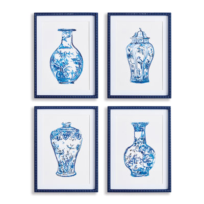 Ornamental Urns in Blue Prints