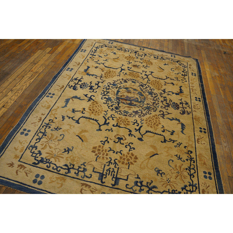 Tapis beige antique en laine Ningxia