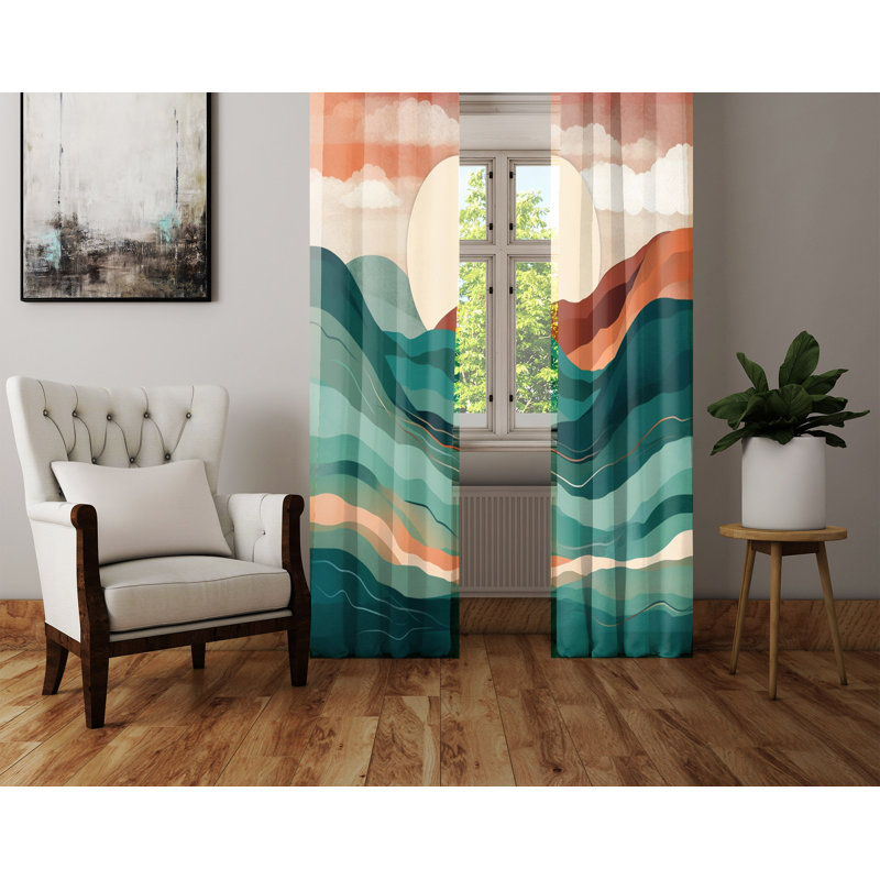 Paire de rideaux semi-transparents en polyester Diara, L 56 po x L 78 po