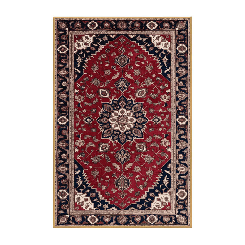 Machine Washable Persian Brown Area Rug, Rectangle 5' x 7'