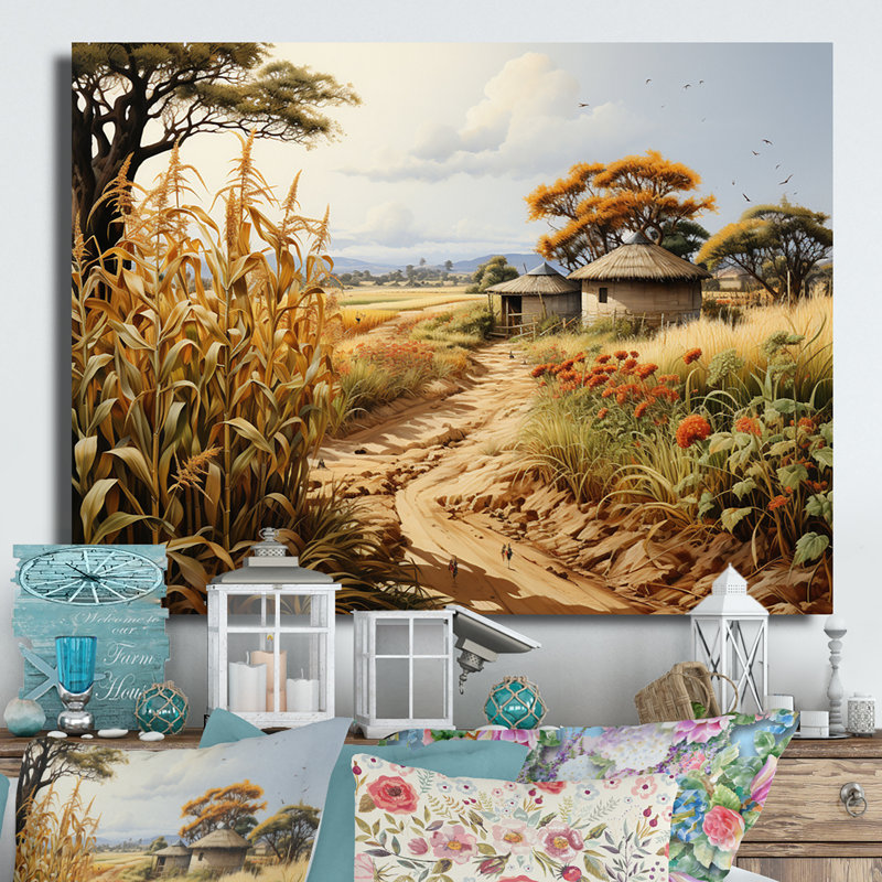 African Harvest Abundance II - Art mural africain en métal, H 16 po x l 32 po x P 1 po