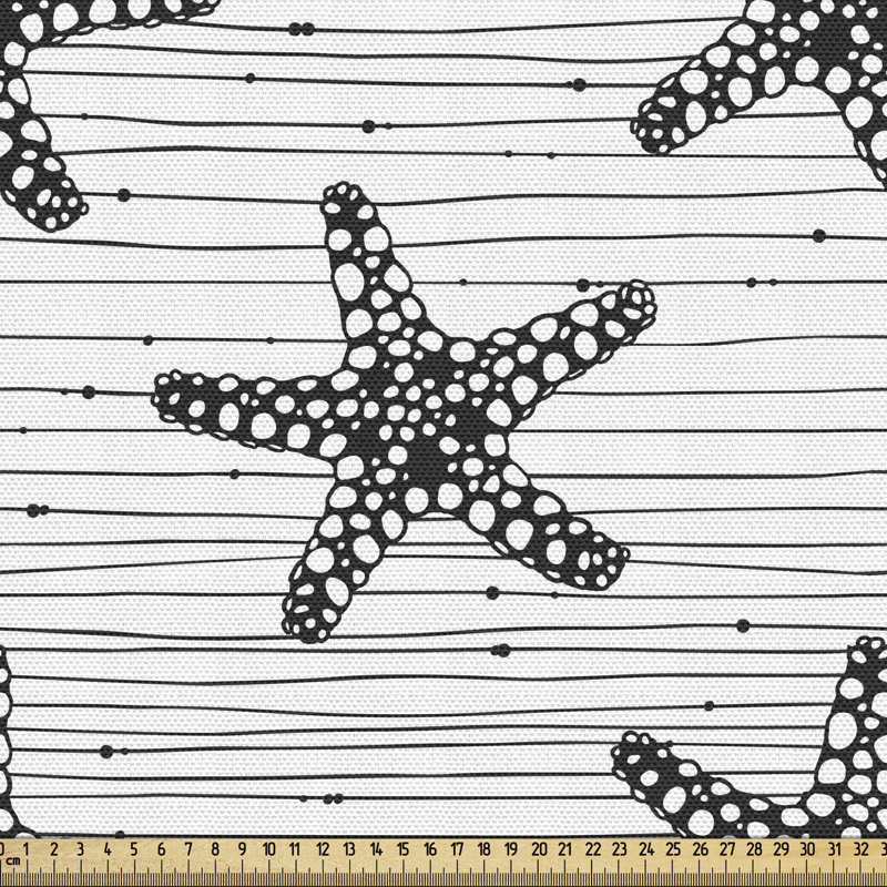 Tissu nautique Ambesonne par The Yard, motif étoile de mer sur rayures inégales, l 36 po x L 58 po