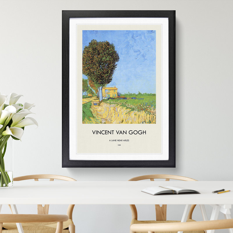 A Lane Near Arles by Vincent Van Gogh - Picture Frame Painting, Black Framed, 65cm H x 48cm W x 2cm D