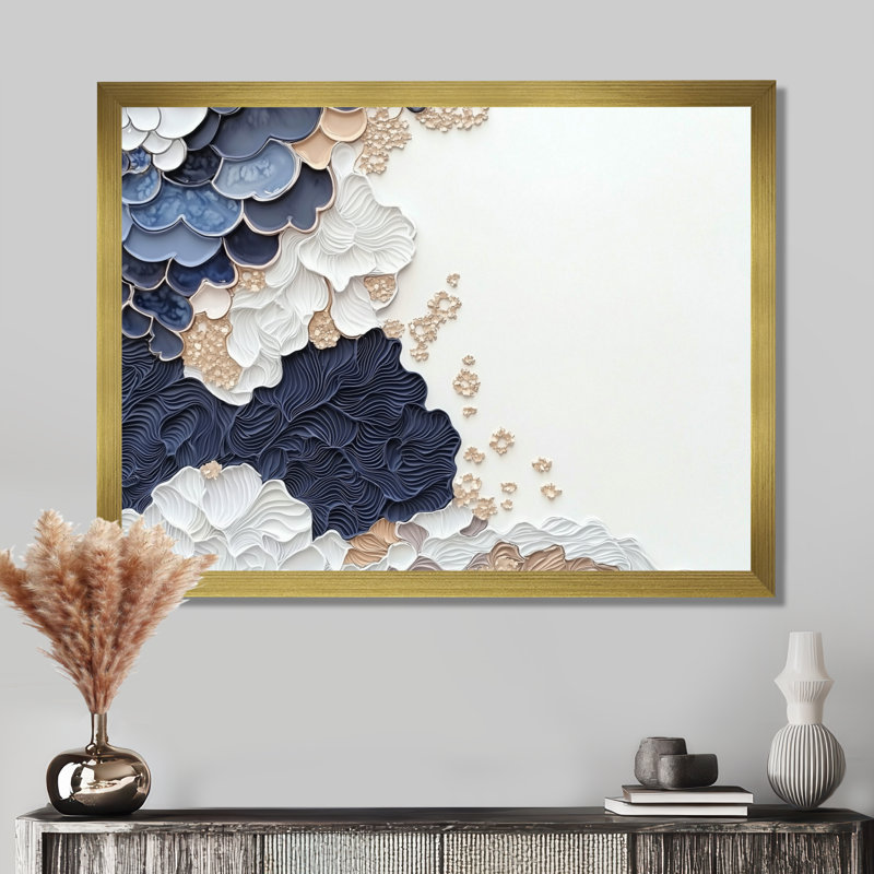 «Aqua Sea Underwater River III», art mural moderne abstrait transitionnel, H 30 po x l 40 po, Doré