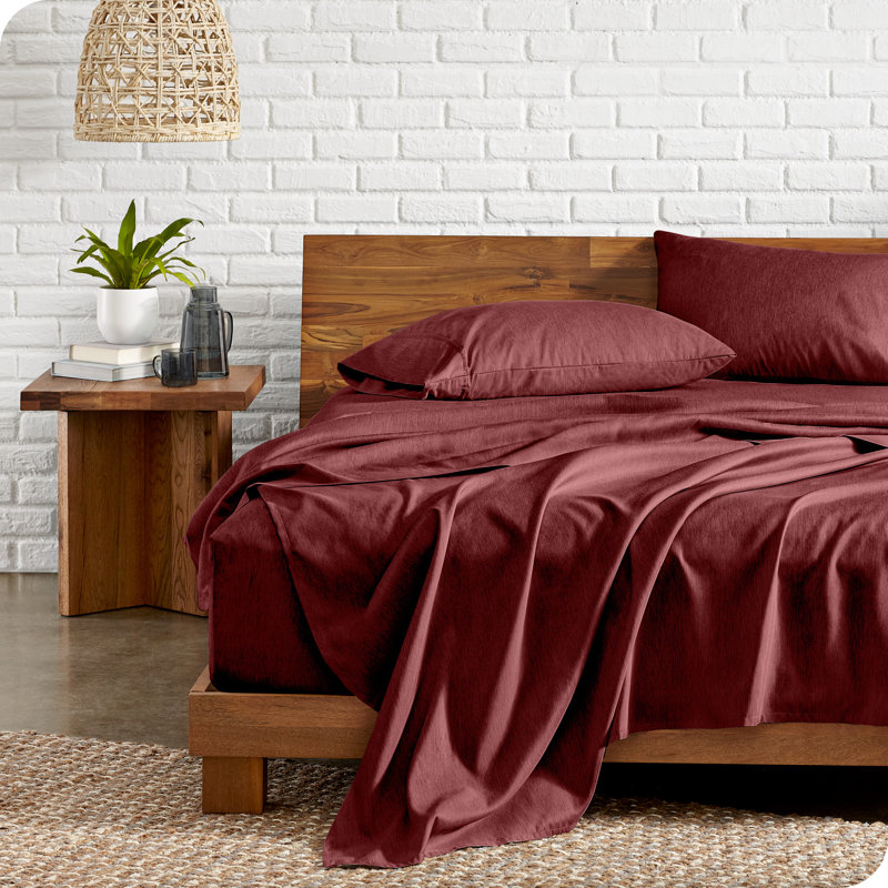 Ensemble de draps en microfibre Bare Home, Rose chiné, Ensemble de draps pour très grand lit divisé ave