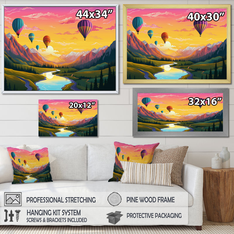 «Hot Air Ballon Bold Scenery II», reproduction sur toile, H 30 po x l 40 po x P 1,5 po, Toile tendue