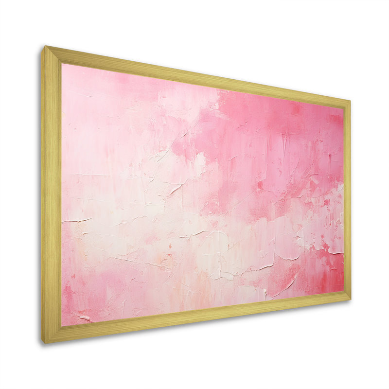 Or et rose, rivière abstraite minimale IV - Fuschia, art mural, Cadre doré simple, H 30 po x l 40 po x P 1,5 po