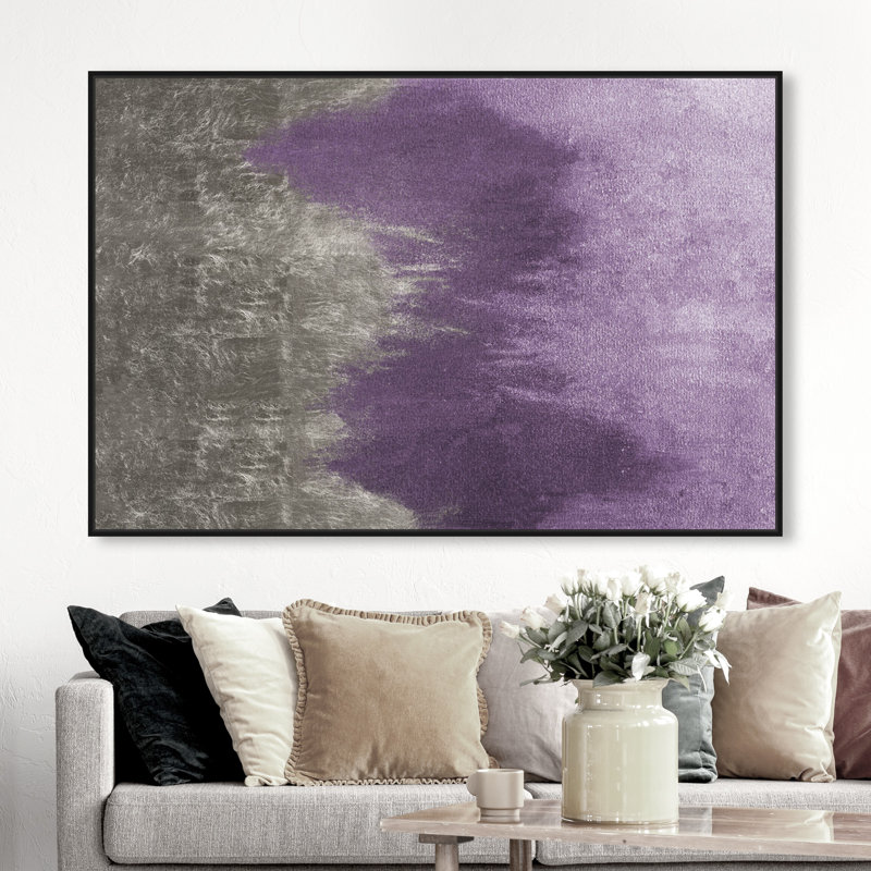 «Abstract Amethyst Waves», reproduction d'art, H 36 po x l 54 po, Cadre noir