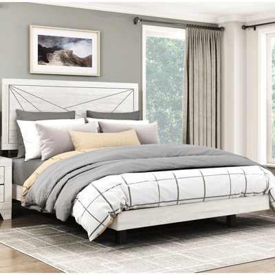 Très grand lit au design moderne avec finition en chêne gris poussiéreux, lit à panneau, livré avec des composants complets, idéal pour la chambre à coucher, fabrication à base de bois, sommier tapissier, type requis, toutes les pièces, fabrication,