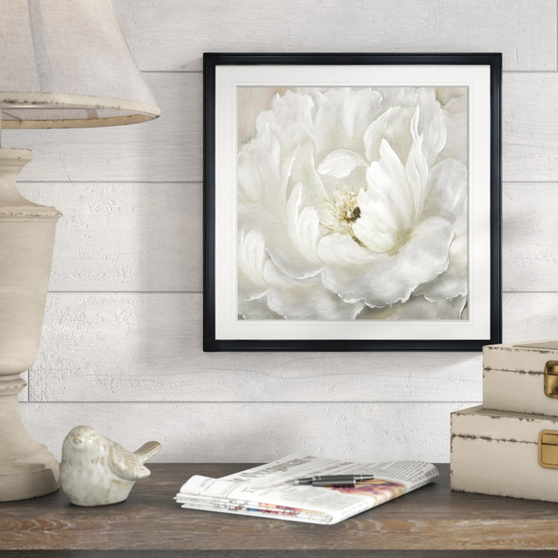 Tableau « Pivoine parfaite », H 28 po x l 28 po x P 1,5 po, Cadre noir