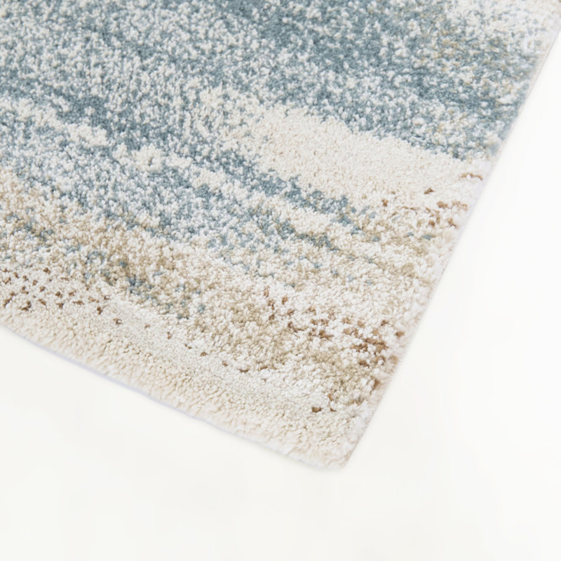Tapis abstrait rouille / bleu Elsa, Rectangle 7 pi 10 po x 10 pi