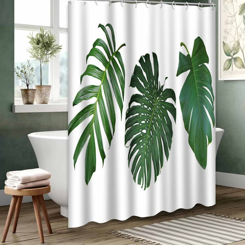Rideau de douche vert imperméable, rideaux de douche pour la salle de bain avec 12 crochets, L 72 po x l 78 po