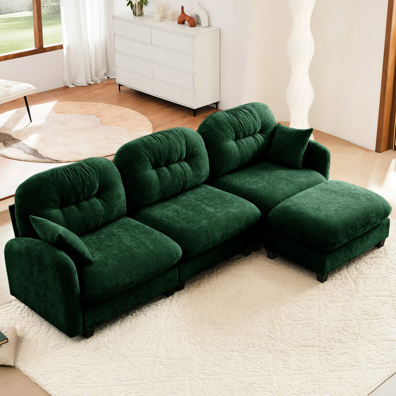 3 modulaires en forme de L en forme de L, tissu chenille, coussin, conception ergonomique pour la maison