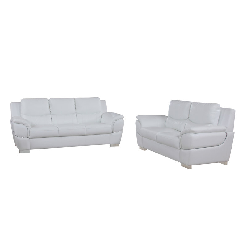 Dempsy 2 - Piece Leather Living Room Set, White