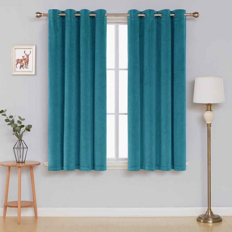 Faroe Blackout Curtain Pair, Width 117 x Drop 183 cm, Turquoise