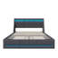 EU Double & King Ottoman Storage Bed With Dual LED Lights, Upholstered Bed Frame With Charging Port, Grey Linen-1947071662