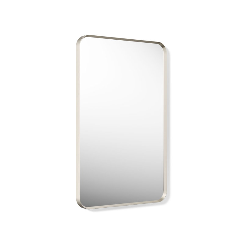 Miroir de salle de bain mural, Nickel brossé, 34 po x 22 po