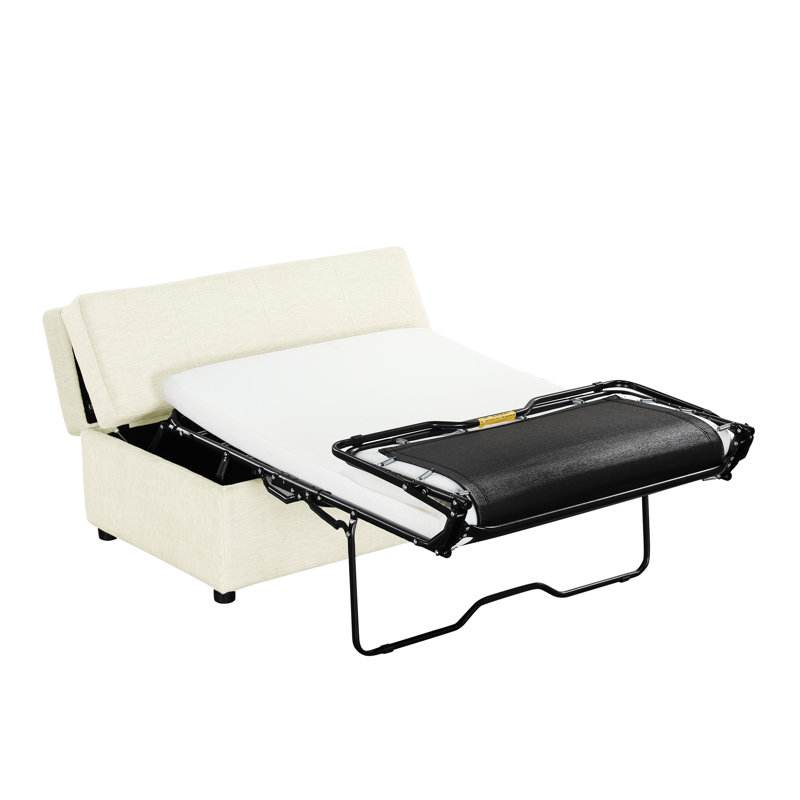 Lit escamotable pliant avec matelas en mousse, blanc pour un matelas dense convertible à sensation de luxe Une nuit de repos