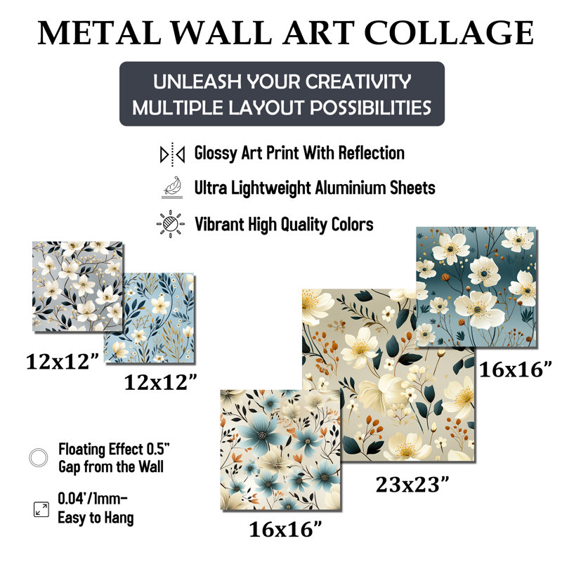 Ensemble de 5 fleurs murales Loraine