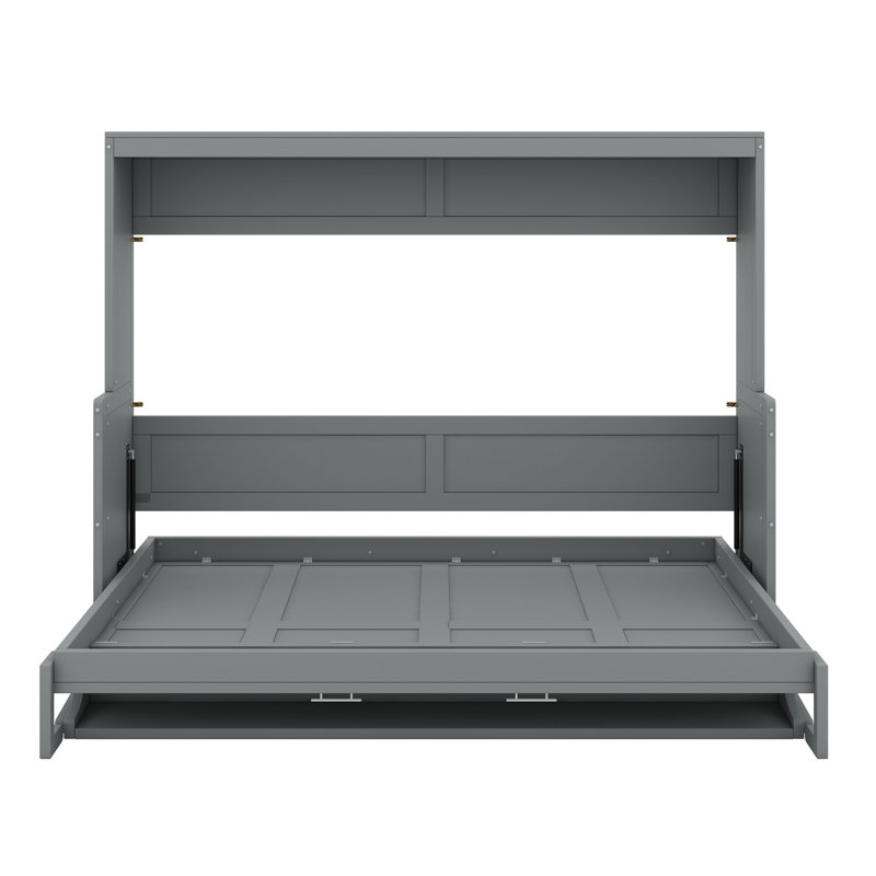 Mihoko Murphy Bed Cabinet with Display Shelf, Gray, Full