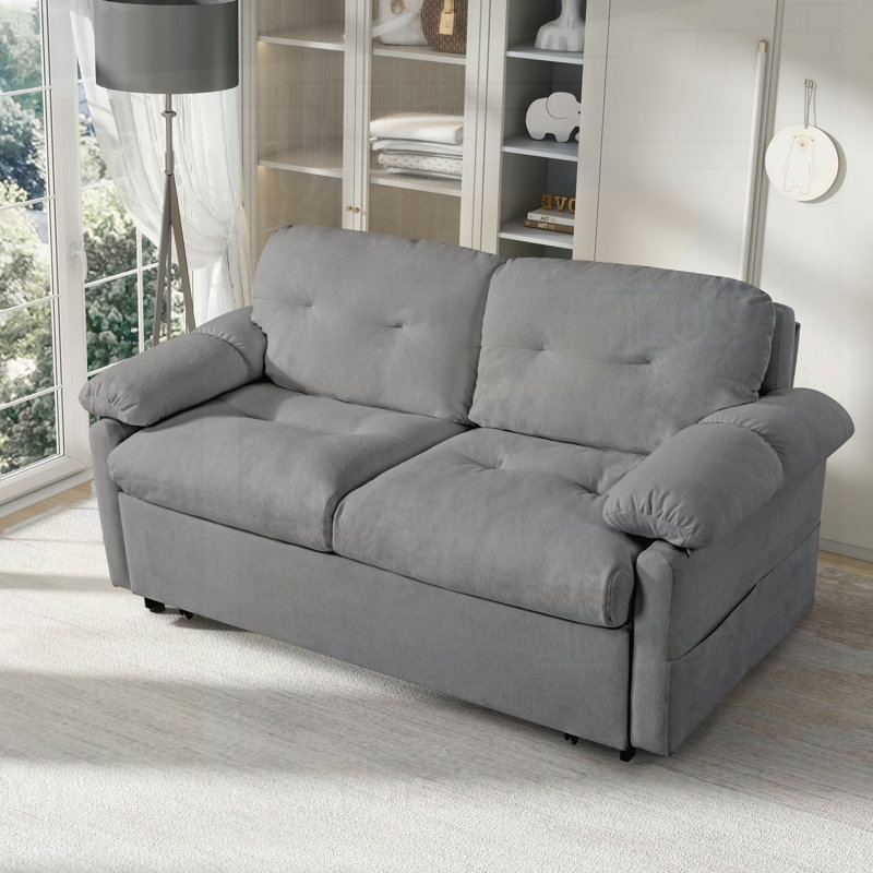 Convertible Pull Out Sofa Bed Queen Size, 3-in-1 Convertible Sleeper Couch with Thicked Cushions and Side Storage,Multi-Functional chenille Loveseat Sofa for Living Room,Bedroom,Apartment,Office