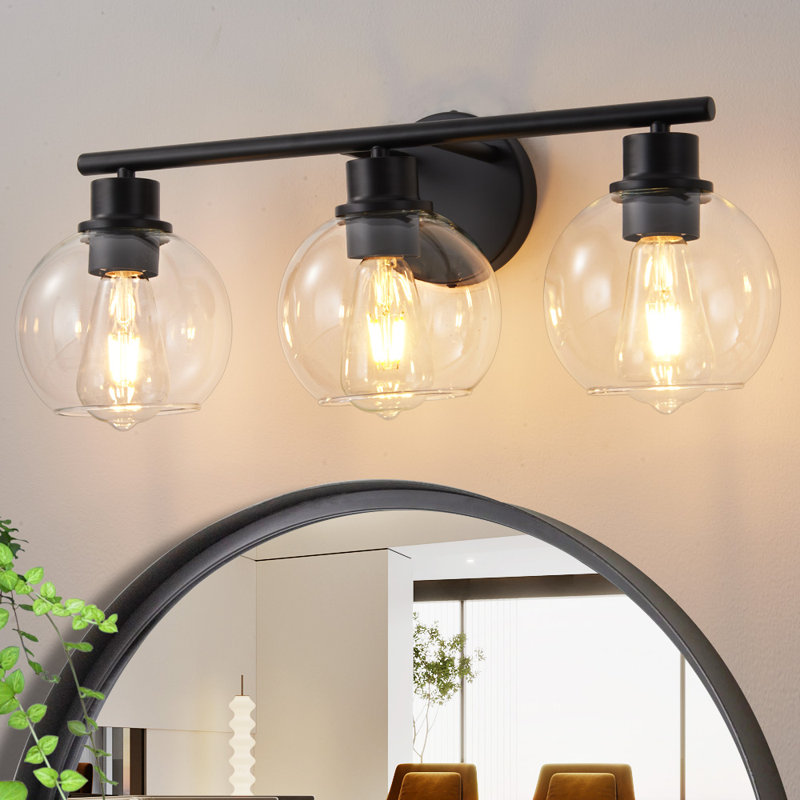 Aanay Dimmable Bathroom Vanity Light, 3, Matte Black