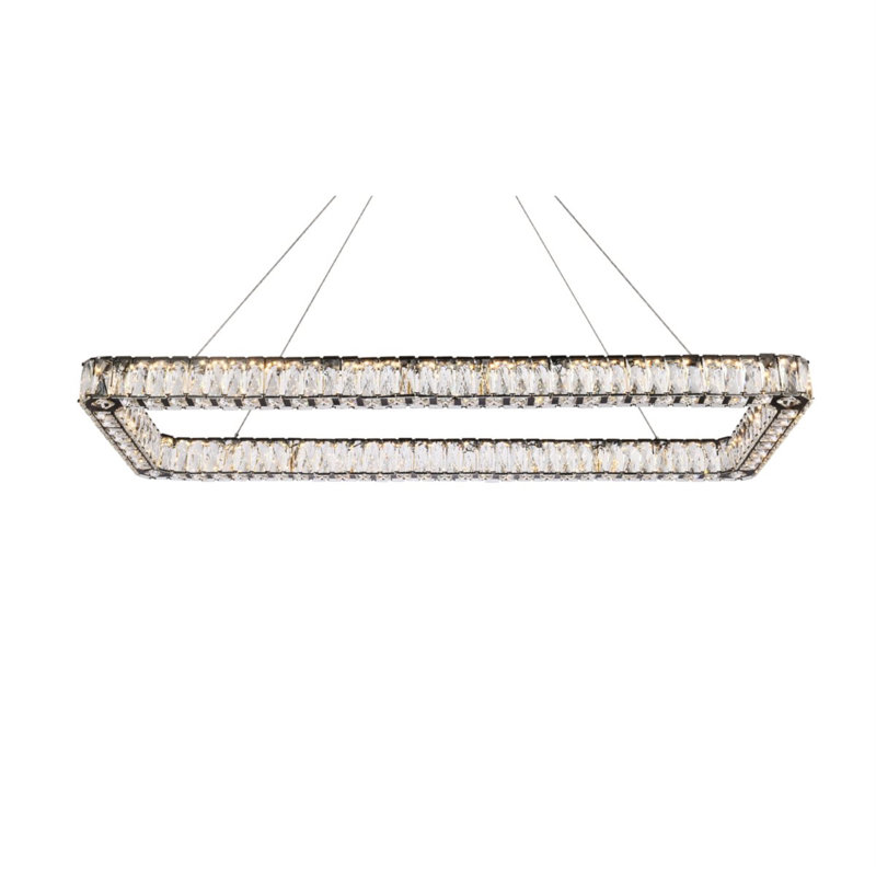 Luminaire suspendu simple rectangulaire à DEL 50 po Maart, H 80 po x l 50 po x P 19 po, Noir