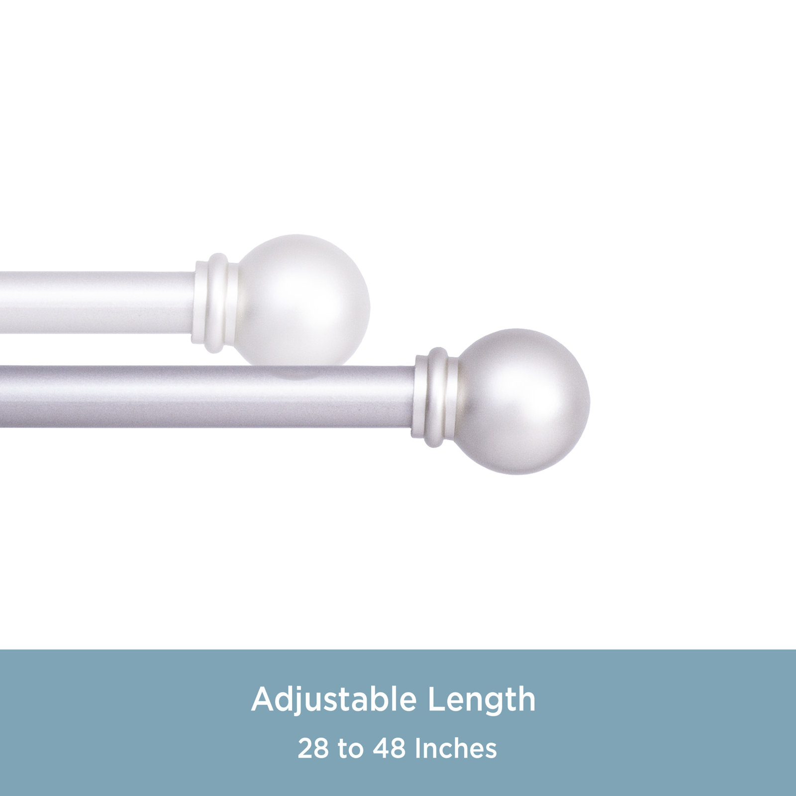 Lowri Ball End Curtain Rod and Holdback Set, Brushed Nickel, 28" - 48"