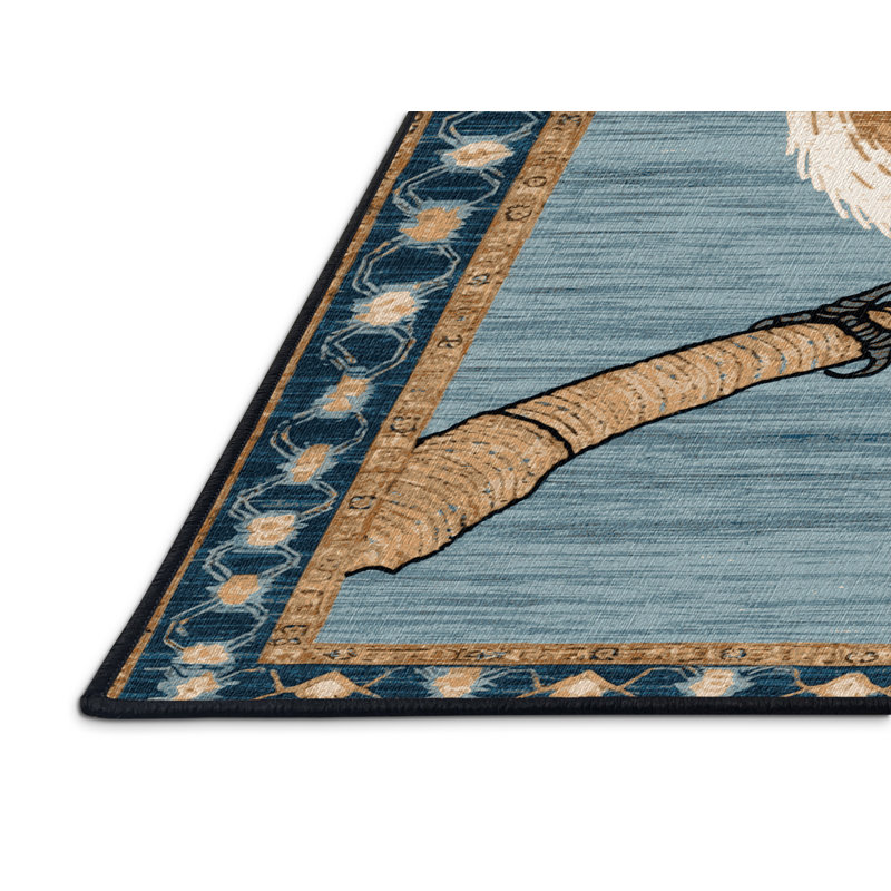 Washable Eastern Bluebird Birds Area Rug, Rectangle 7' x 10'