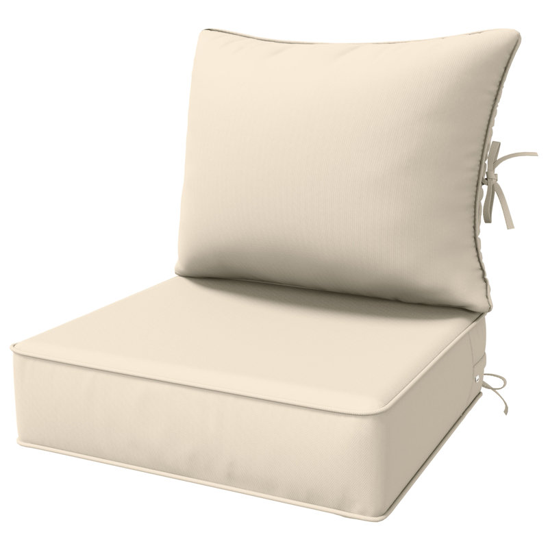 Ensemble de 6,5 po de coussins de remplacement pour l'extérieur, siège / dossier profond, Crème, crème
