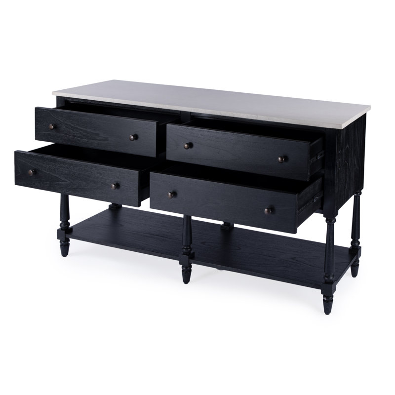 Danielle 65"W Marble Sideboard, Washed Black