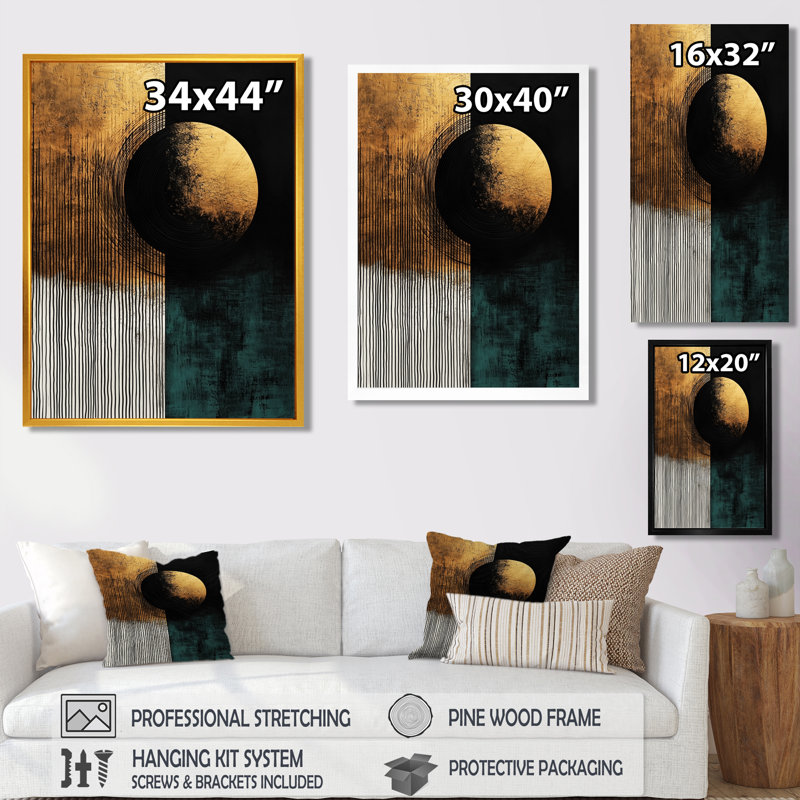 Fillmore - art mural abstrait, Noir, H 20 po x l 12 po, Reproduction encadrée d'une seule photo