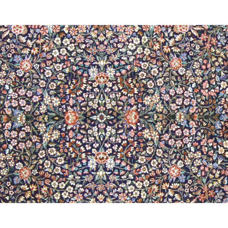 Tapis bleu marine de haute qualité noué à la main