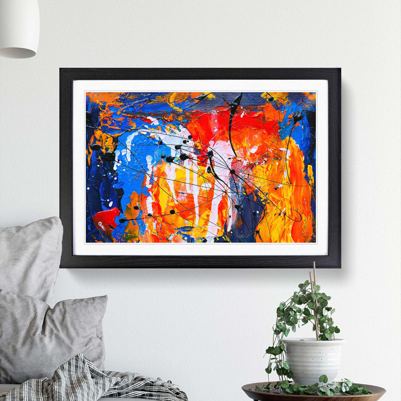 Abstract Art Painting Vol.429 by S.Johnson - Framed Print, 48cm H x 65cm W x 2cm D, Black Framed