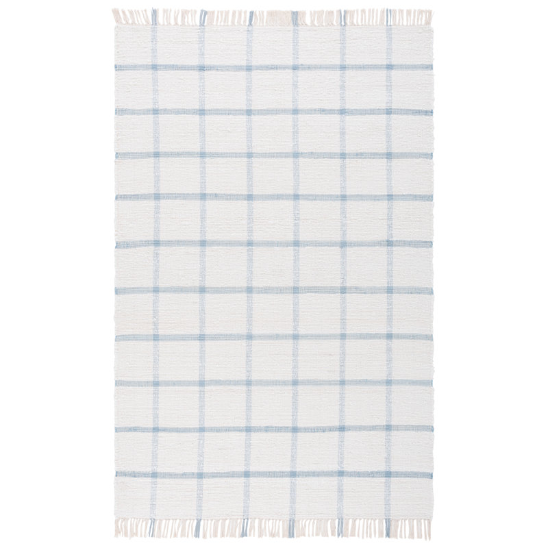 Fernande Handwoven Recycled Cotton Plaid Rug, Rectangle 6' x 8'