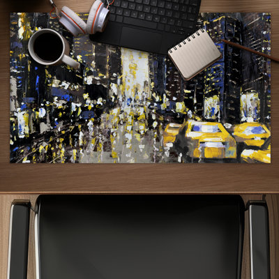 Abstract City Gaming Mat | Textured Design with Yellow Taxis