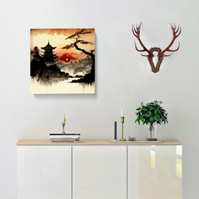 Japanese Sunset Ink Wash - No Frame Print