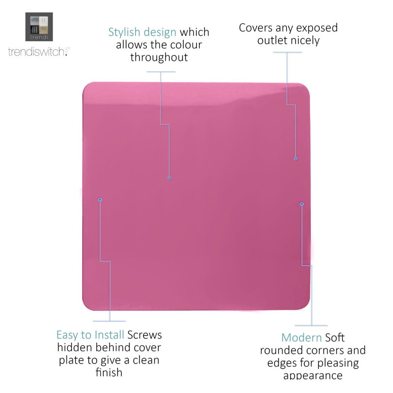 Trendi Switch Single Blanking Plate, Pink