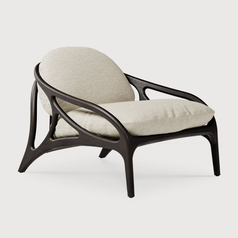Méridienne Vime, Mélange de polyester beige, Bois brun foncé