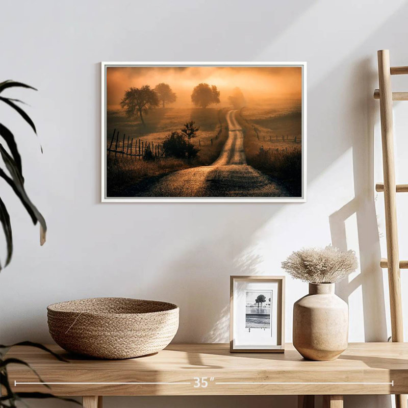 Champ de brouillard, Cadre flottant blanc, 19 po x 13 po