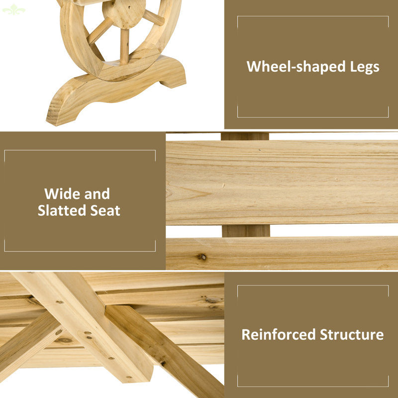 Natural Wood Wagon Wheel 2-Person Garden Bench