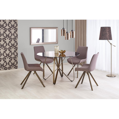 Ahsley Round Glass Top Metal Base Dining Table