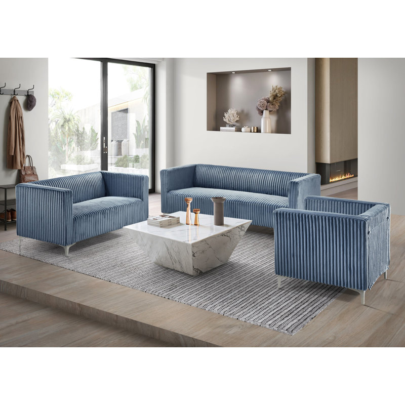 Canapé Chryssa, Velours bleu