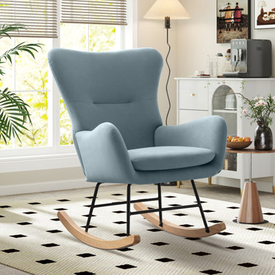 Meno 26''Wide Modern Stylish Upholstered Arms Nursery Rocking Accent Chair