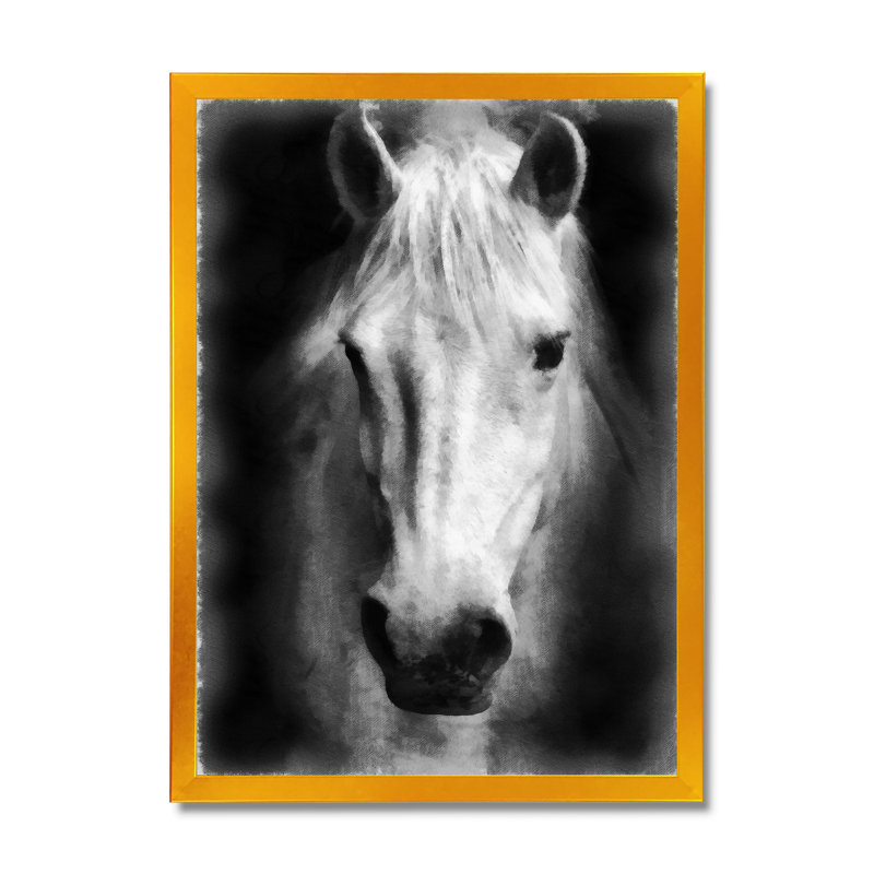 Farmhouse Horse I - reproduction d'art sur toile, H 20 po x l 12 po x P 1po, Cadre flottant doré
