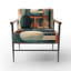 Fauteuil Momentum IV orange et vert, style moderne du milieu du siècle, recouvert de velours.-27807342